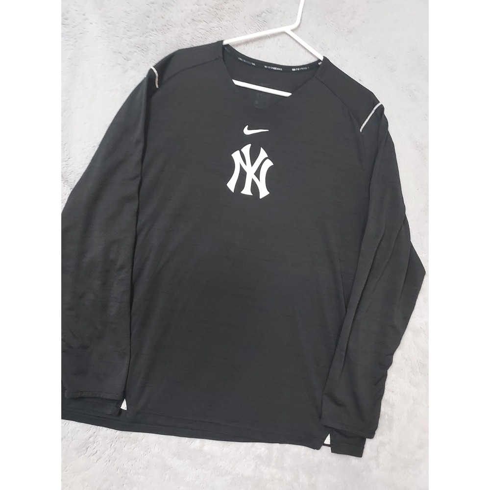 New York Yankees Shirt Mens XXL 2XL Nike MLB Baseball Performance Black Active